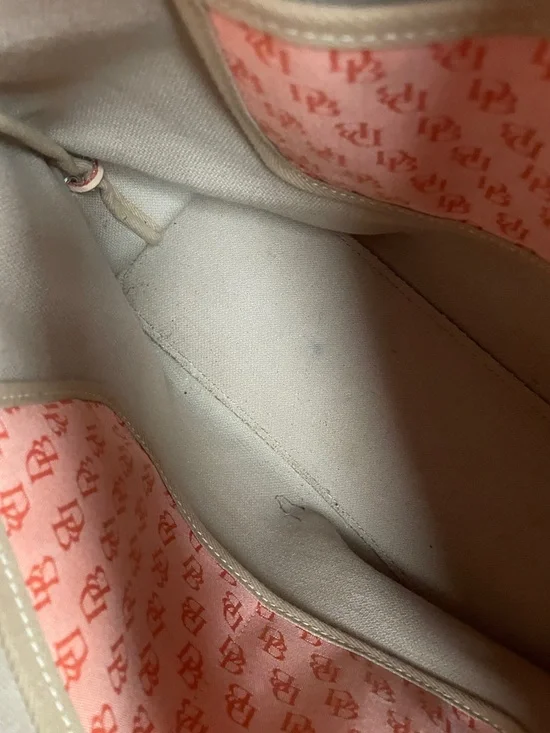 Dooney & Bourke Coral Orange Logo Tote with Tassel Drawstring - Picture 4 of 16